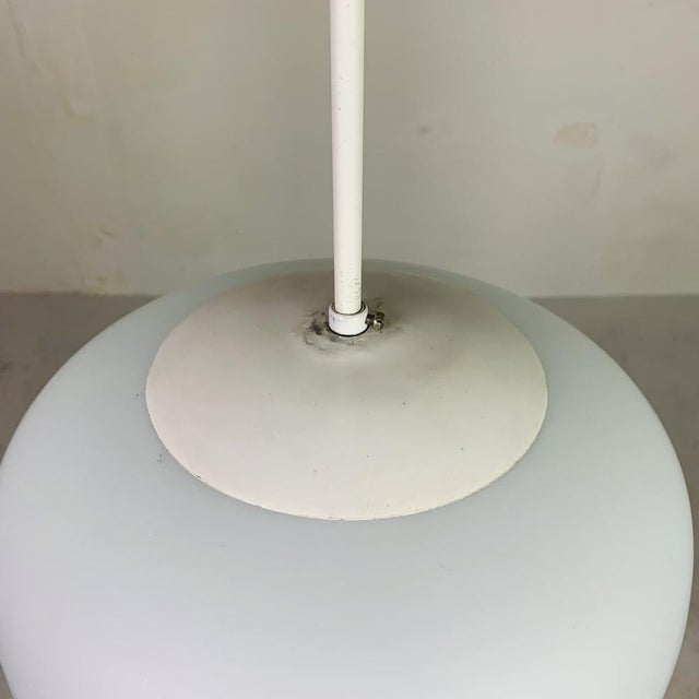 Vintage School Hanging Lamp with White Opaline Glass Shade, 1950s For Sale - Image 14 of 17