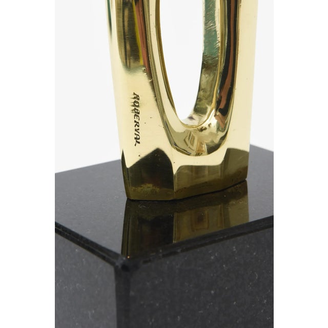 Vintage Signed Bronze Abstract Female Sculpture by Roberval on Black Granite Base For Sale In Miami - Image 6 of 11