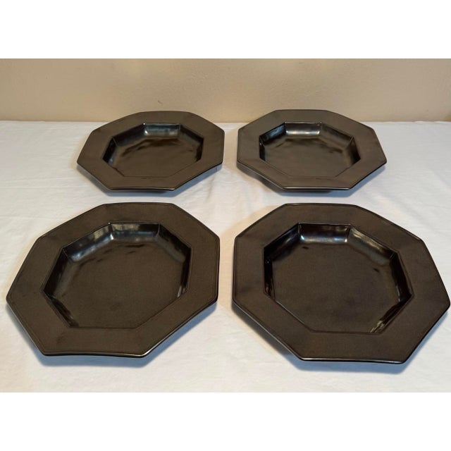 Early 21st Century Set of 4 Juliska Stoneware Pewter 10” Octagonal Soup/Pasta Bowls For Sale - Image 5 of 9