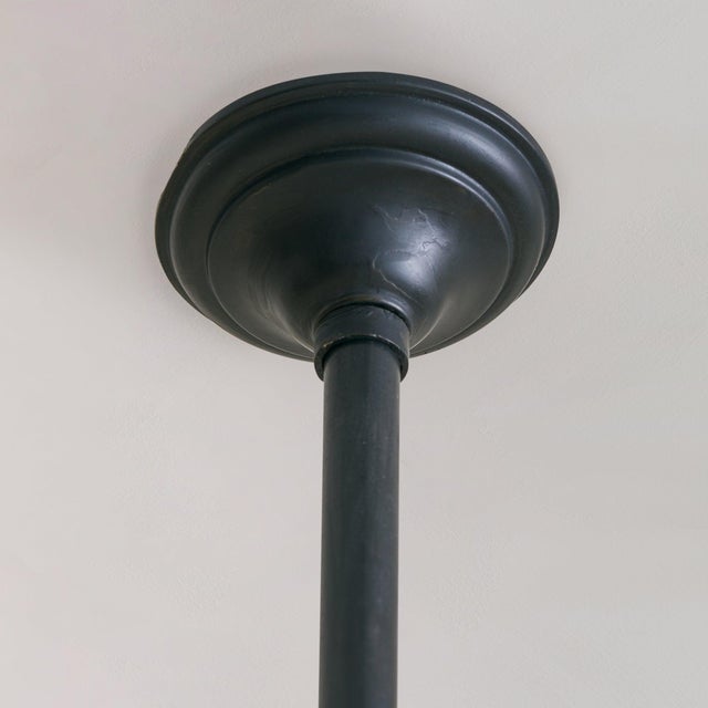 Metal Vintage French Black Iron 10-Arm Chandelier with Shades For Sale - Image 7 of 7