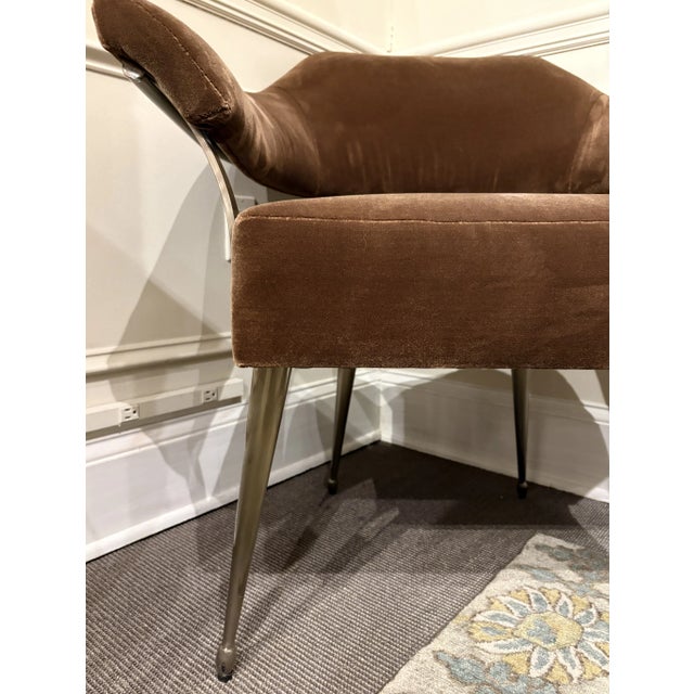 Caracole Modern Brown Mohair Louisette Lounge Chairs Pair For Sale In Atlanta - Image 6 of 7