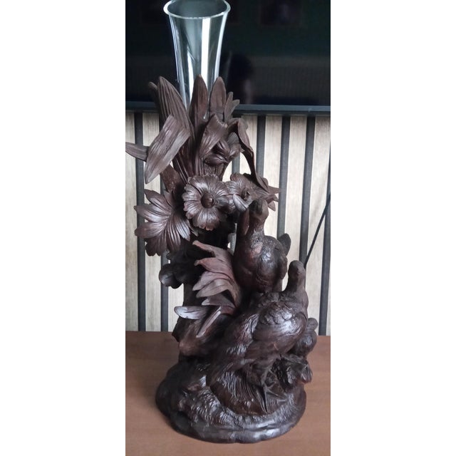 Large Black Forest Vase Holder with Antique Glass, 1890s For Sale - Image 5 of 10