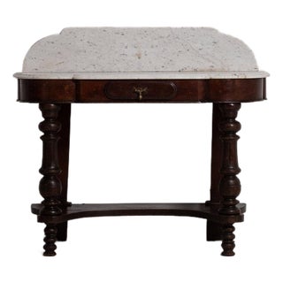 19th Century France Victorian White Wood Console Table For Sale