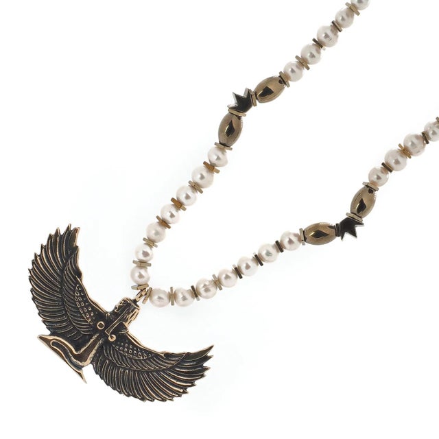 Early 21st Century White Isis Goddess Necklace For Sale - Image 5 of 8