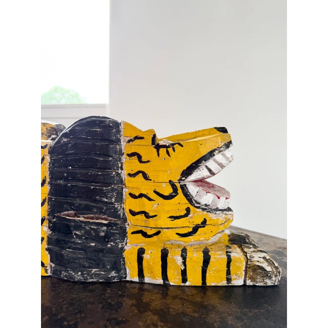 Painted Folk Art Lion Sculpture, Canary Yellow, Signed, Artist-Made, Circa 1970s For Sale - Image 10 of 18