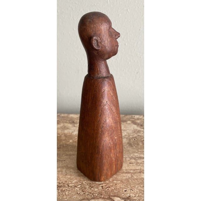 Unusual vintage modernist wood sculpture by Russian sculptor Nimo Mocharnuik, born 1917. Stands 6 1/2” tall. Signed Nimo...