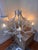 Midcentury White Faux Bamboo Pagoda Tole Chandelier For Sale - Image 10 of 12