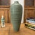 Moss Green Glazed Ribbed Ceramic Prem Vase For Sale - Image 4 of 9