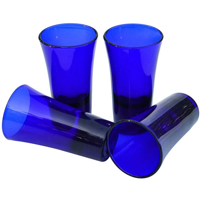 Cobalt-Blue Crystal Glasses, S/4 For Sale - Image 4 of 5