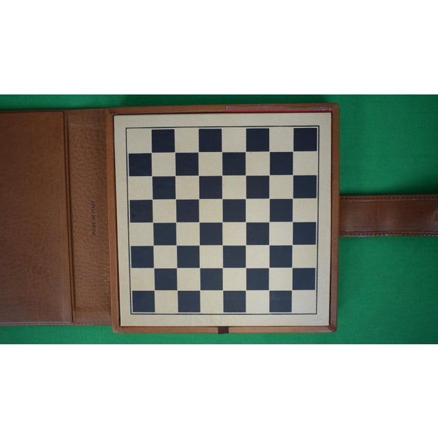Late 20th Century Brooks Brothers Leather Folding Backgammon & Chess Travel Board Game Set Made in Italy (Lnwot) For Sale - Image 5 of 7