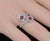 Certified Natural 2.08cts Ruby & Diamond Floral Bypass Halo Ring in Solid 18k White Gold, Size 5.5 For Sale In Dallas - Image 6 of 12