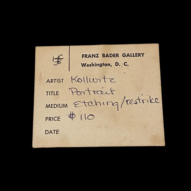 Kathe Kollwitz Signed 1905 Vintage Etching Restrike "Frauenkopf