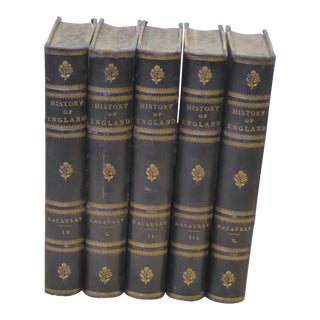 Vintage Collection Black Leatherbound History of England - Set of 5 For Sale