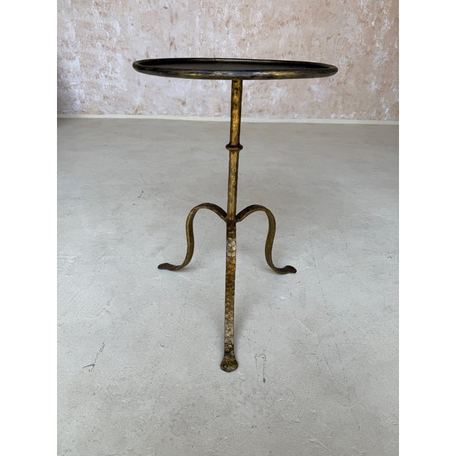 Spanish Gilt-Iron Drinks Table, Tripod Base, Mid-Century Modern Design For Sale - Image 4 of 14
