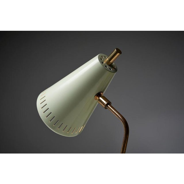 Adjustable Table Lamp in Patinated Brass and Green Metal, 1950s For Sale - Image 4 of 9