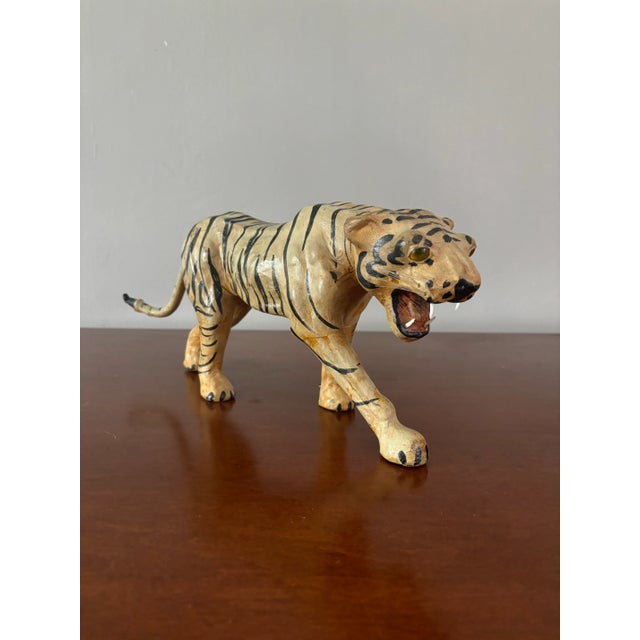 English Early 20th Century Leather Tiger Sculpture For Sale - Image 3 of 8