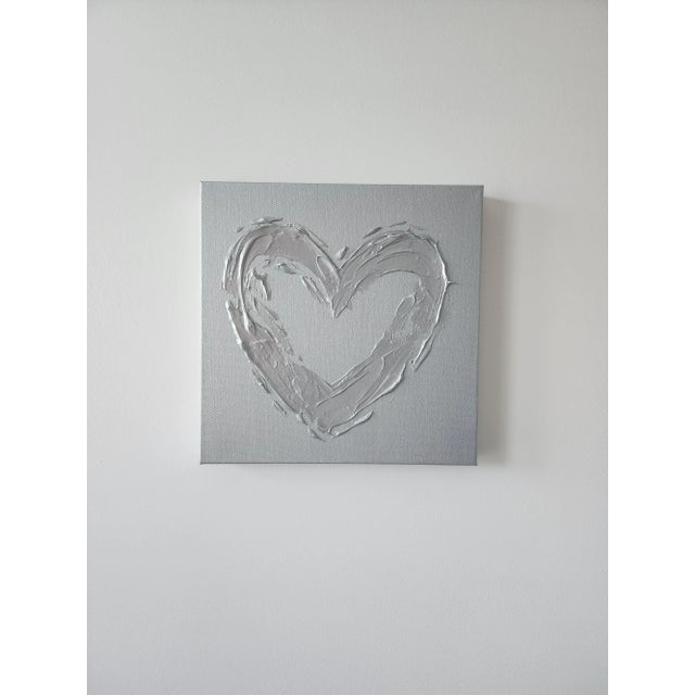 2020s Silver Abstract Heart Painting For Sale - Image 5 of 5