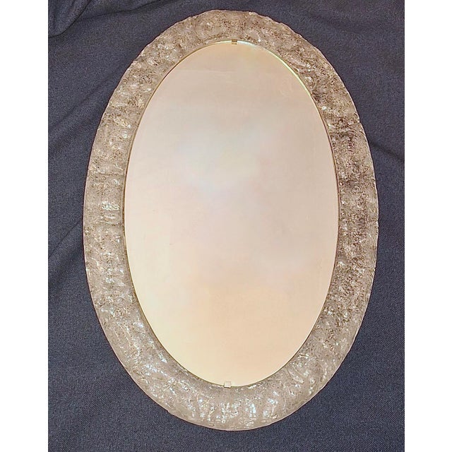 Mid-Century Modern Large Oval Illuminated Wall Mirror in Melted Ice Acrylic from Erco, 1970s For Sale - Image 3 of 9