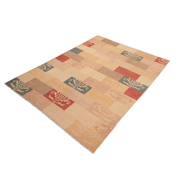 Abstract Modern Gabbeh Tan/Brown Wool Rug - 6'0'' X 8'8'' For Sale - Image 3 of 10