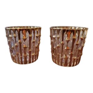 Mid Century Modern Baccarat Style Gold Overlay Glasses- a Pair