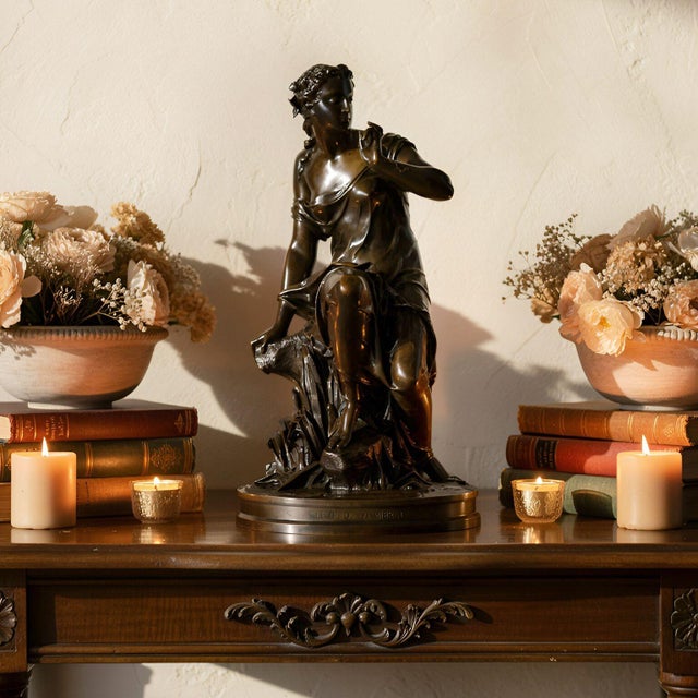 PIERRE-EMILE HEBERT French, 1828-1893 "La Fil de la Vierge" Sand-cast and patinated bronze executed by the Georges Servant...