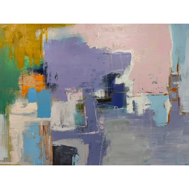 Modern Lavender, Pink & Mustard Abstract Canvas - Original Acrylic Art For Sale In Atlanta - Image 6 of 9