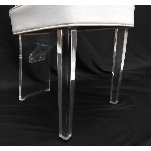 Set of 4 Lucite Dining Chairs Square Dining Table on Single Pedestal Base For Sale - Image 10 of 18