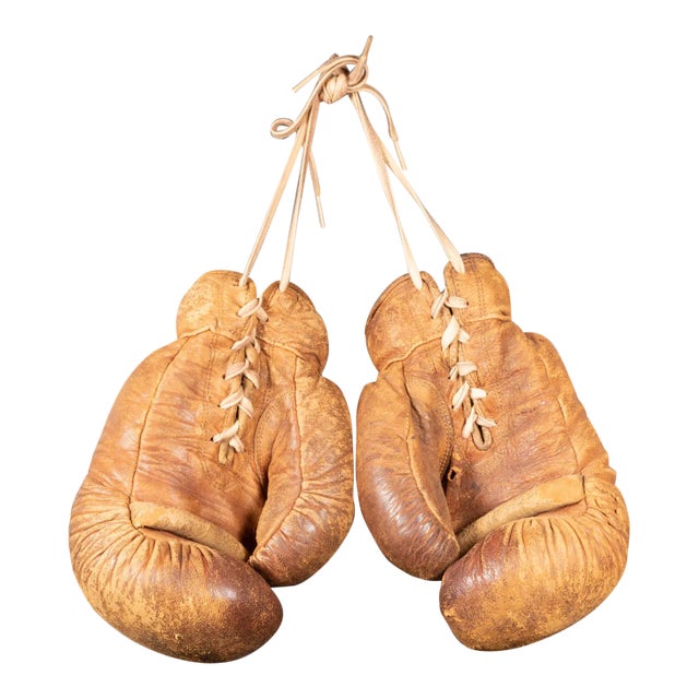 Vintage Leather and Horse Hair Boxing Gloves C.1940-1950 For Sale