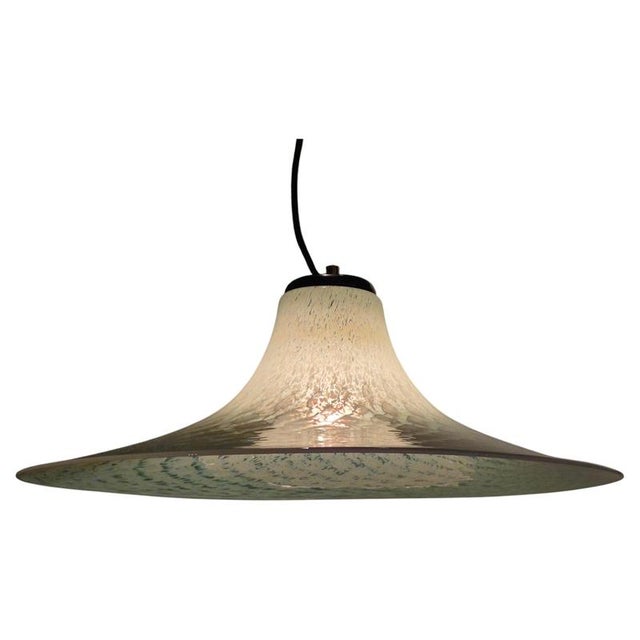 Glass White and Light Blue Murano Glass Pendant Light, Italy, 1970s For Sale - Image 7 of 7