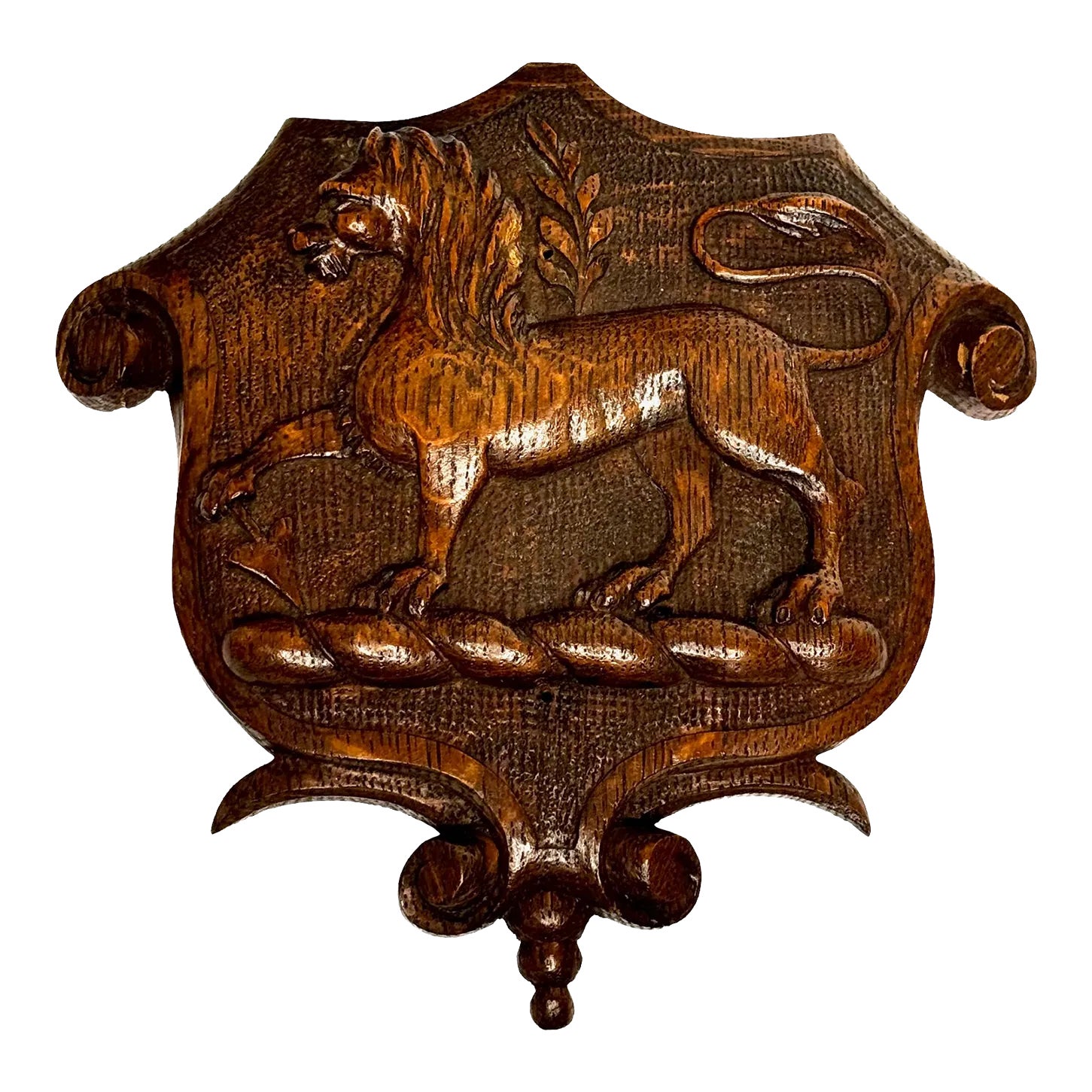 19th Century Pugin Design Gothic Carved Tiger Oak Heraldic Lion Shield ...
