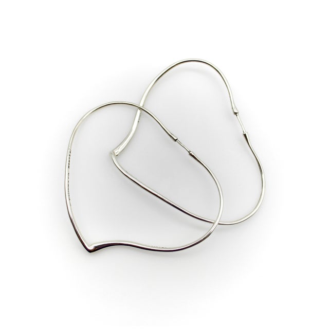 Elsa Peretti & Tiffany & Co. Sterling Silver Elsa Peretti for Tiffany & Co. Open Heart Hoop Earrings For Sale - Image 4 of 10