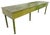 A wonderful and unusual, rustic 5-legged painted wood console or work table. Great extra long scale and gradient green...