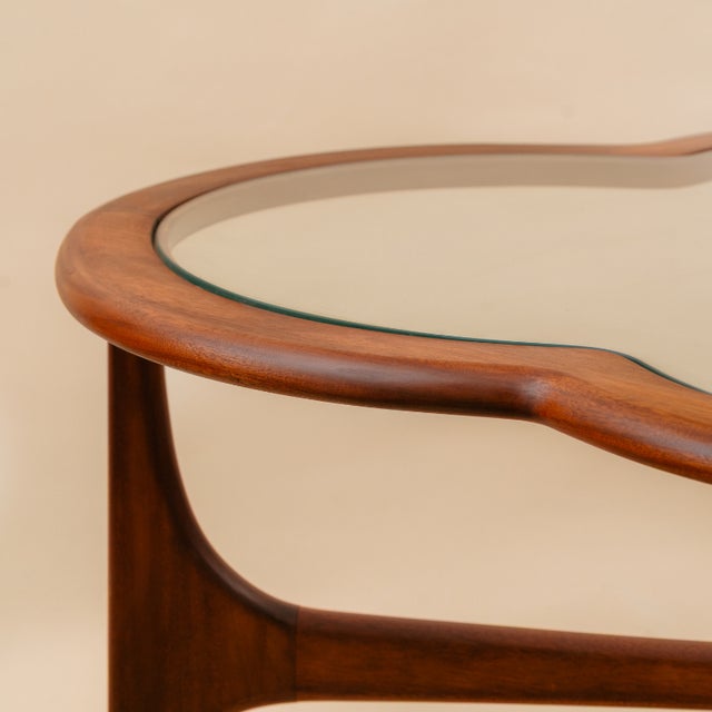 Mid-Century Modern Italian Organic Teak and Glass Coffee Table, 1950s For Sale - Image 3 of 5