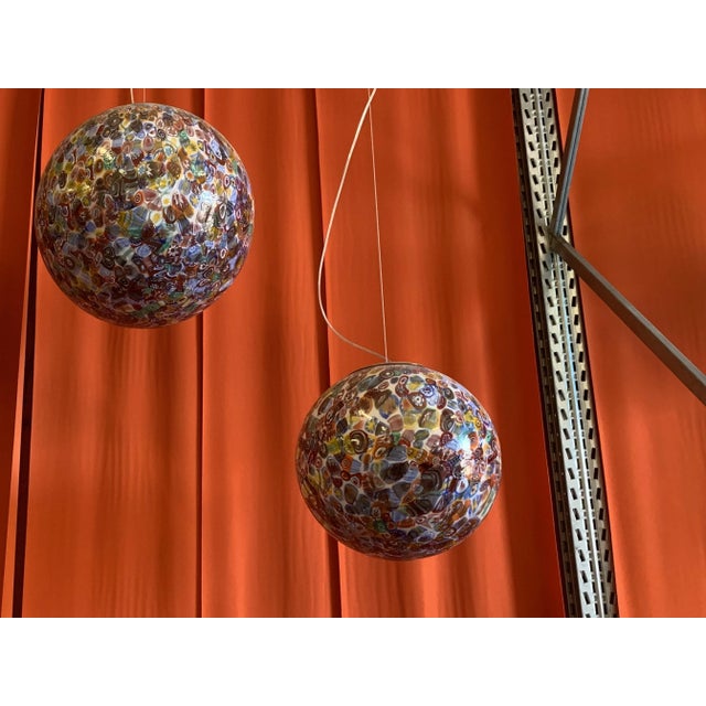 Murano Contemporary Murrine Multicolors Sphere in Murano Style Glass With Multicolored Murrine For Sale - Image 4 of 11