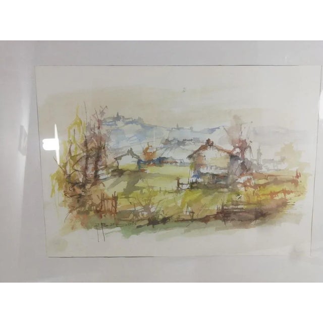 Paper Pasquale Barberis, Landscape, Watercolor, 1970s For Sale - Image 7 of 10