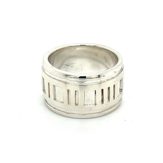 1990s 1990s Tiffany & Co Authentic Estate Atlas Ring Size 5 Silver 11 mm For Sale - Image 5 of 6