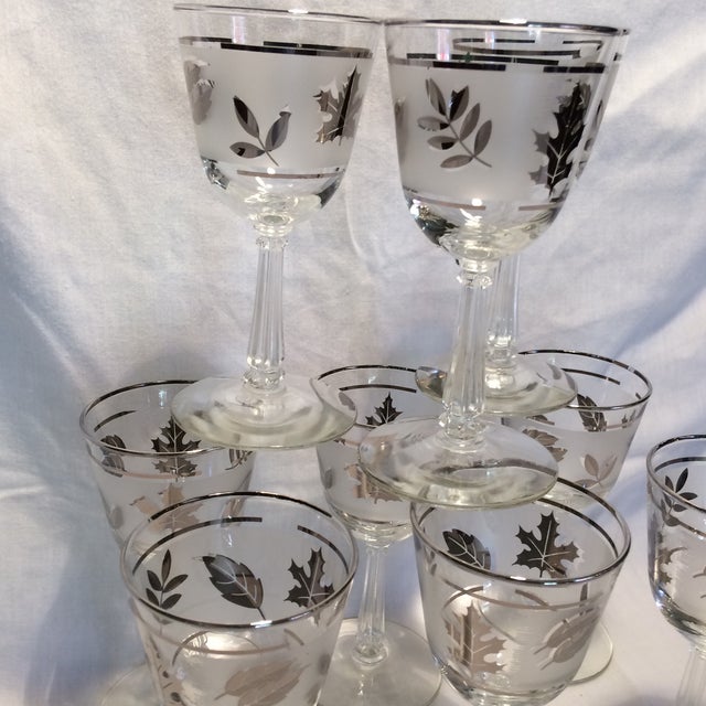 9 MidCentury Modern Libbey Silver Leaf Frosted Wine Glasses Chairish