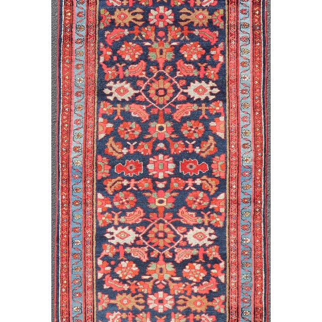Islamic Antique Malayer Runner With Sub-Geometric All-Over Herati Design in Multicolors For Sale - Image 3 of 13