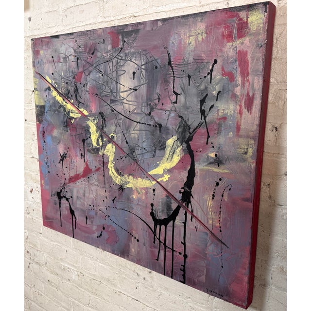 Abstract Expressionism Late 20th Century Signed Abstract Painting by Dennis Sakelson - Acrylic on Cavas For Sale - Image 3 of 9