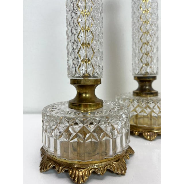 Goldenrod French Cut Glass or Crystal Table Lamps, 1950s, Set of 2 For Sale - Image 8 of 14