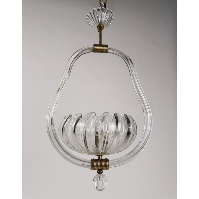 Italian Art Deco Murano Glass and Brass Pendant in the style of Seguso, 1930s For Sale - Image 14 of 18