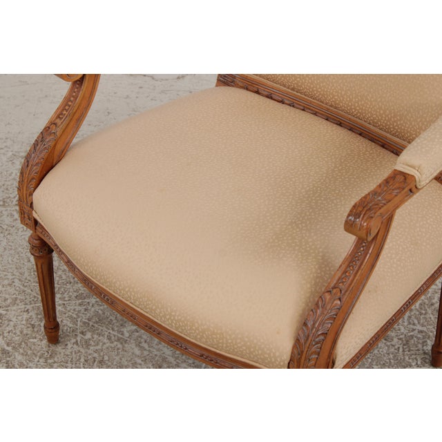 Pair French Louis XVI Fauteuil Open Armchairs For Sale - Image 12 of 18