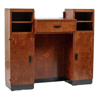 American Art Deco Birdseye Maple Vanity Cabinet or Dressing Table, Circa 1930 For Sale