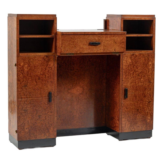 American Art Deco Birdseye Maple Vanity Cabinet or Dressing Table, Circa 1930 For Sale