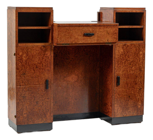 American Art Deco Birdseye Maple Vanity Cabinet or Dressing Table, Circa 1930