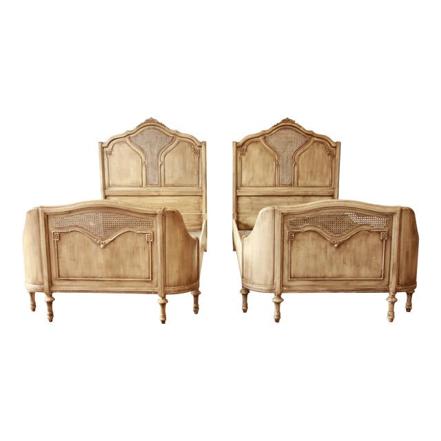 Vintage French Provincial Shabby Chic Twin Bed Frames A Pair Chairish