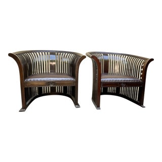 1980s Padi Teak & Leather Barrel Chairs - a Pair For Sale