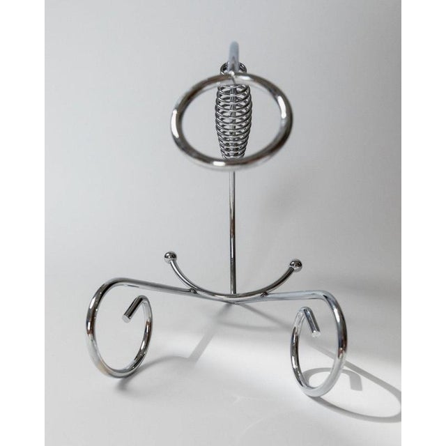 Vintage Bottle Holder in Chrome Metal with Spiral Handle For Sale - Image 3 of 11