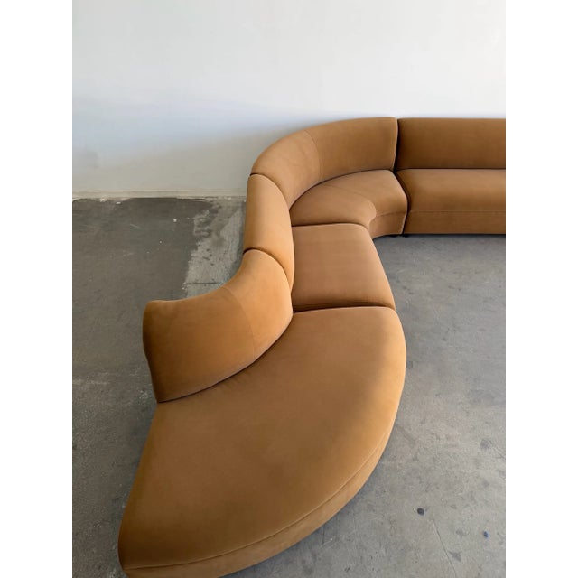 Sculptural Curved Sectional in Camel Velvet - Made to Order For Sale - Image 12 of 14