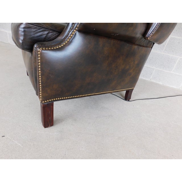 Hancock & Moore Chippendale Style Power Reclining Leather Wingback Chair For Sale - Image 14 of 17